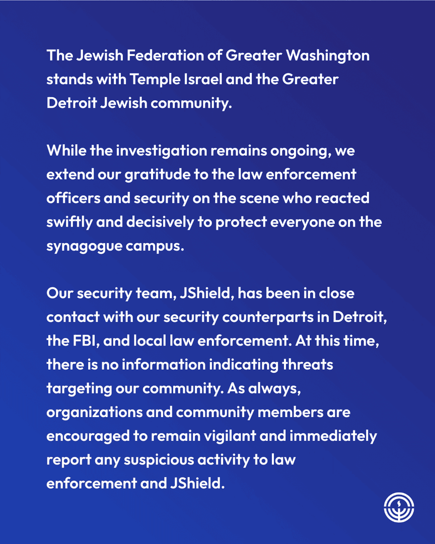 JFGW's tweet photo. Our statement on the attack at Temple Israel and in support of the Greater Detroit Jewish community. https://t.co/T7J2t9QnU5