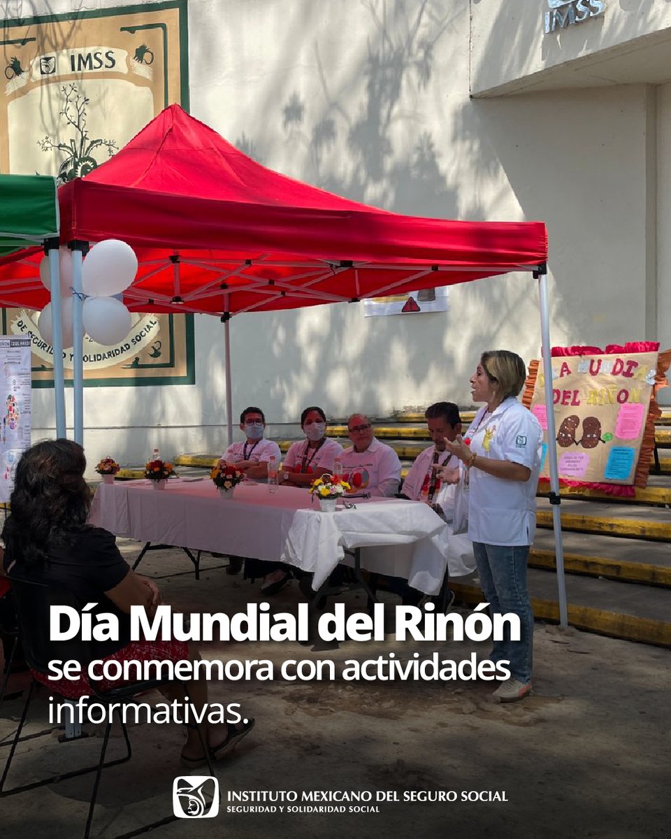 🩺 Cuidar tus riñones también es prevenir.

En el Día Mundial del Riñón, el #IMSSChiapas realizaron actividades de orientación, información y promoción de alimentación saludable para fortalecer el cuidado de la salud renal. 💧🥗