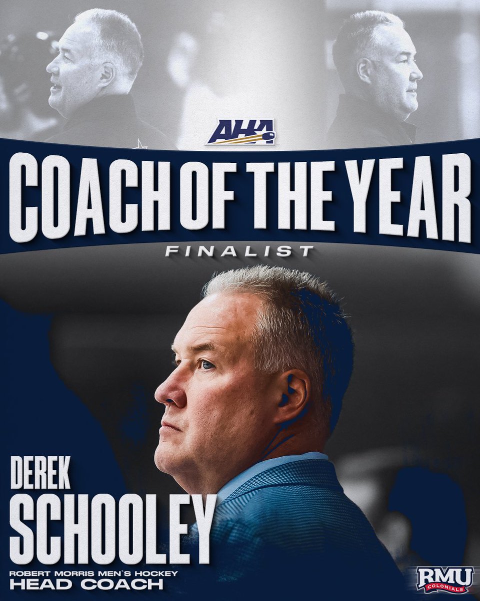 RMUMHockey's tweet photo. Some of the best in the game!💪🏒

Captain Cameron Garvey has been named a finalist for AHA Best Defensive Forward, and Head Coach @derekschooley is a finalist for AHA Coach of the Year!

#BobbyMo #AHA https://t.co/jzKdJmmrn2