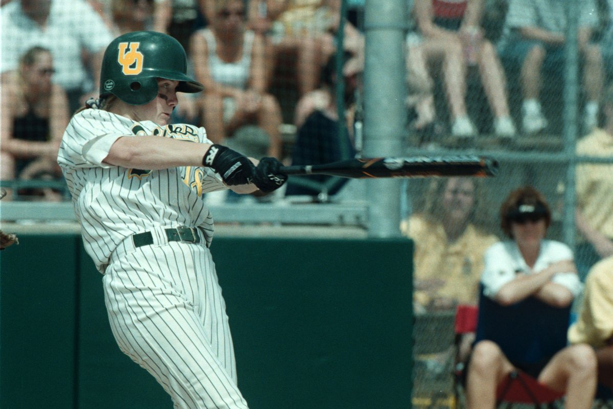OregonSB's tweet photo. Celebrating 60 years of Oregon Softball and 10 years at Jane Sanders Stadium.
The 1990s saw the Pac-10 cement itself as the nation's premier softball conference. The Pac-10 won nine-of-10 NCAA Championships that decade. Oregon established itself as a regular postseason team as well. Led by All-Americans like Julie Cavanaugh and Kim Manning, the Ducks returned to the NCAA Tournament in 1990.
Kathy Stahl, a three-time all-conference selection, Heather Holte and Laura Schmidt sparked another NCAA appearance in 1994. 
Oregon closed out the decade with back-to-back appearances in the NCAA Tournament (1998-99). Jill Robinson was an all-Pac-12 selection both seasons, while other players named to the all-league team included Jennie Cook, Triawn Custer, Katie Mackey and Missy Coe, who still holds the program's single-season record for doubles - 18.
Rachlle Taylor threw a school record 92 complete games in the 1990s, while Lindsey Welch played in a program-record 255 career games, most of which came during that decade.
The longest game in program history was also played in the 1990s. Oregon and California went 20 innings in a 1994 NCAA Regional elimination game, which was won by the Ducks on Trina Salcido's game-winning RBI in the 20th inning.

#GoDucks | #Version♾️