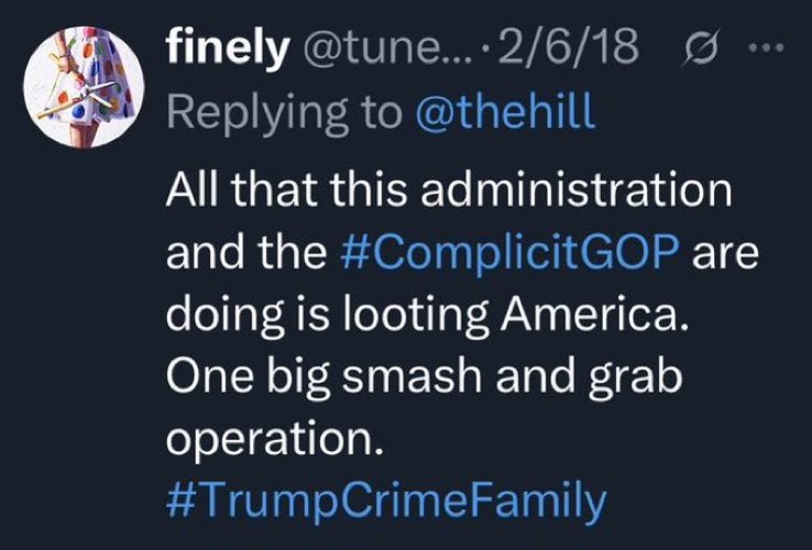 <a href="/atrupar/">Aaron Rupar</a> <a href="/NikkifromAR/">Nikki☀️⚖️</a> His dementia plus his greed and narcissism make him super ez to manipulate.

The people around him can do whatever they want. He's their prop, essential to their massive grifting, bribing, stealing, looting operations.

They're going to ride this as long as they can.

2018: