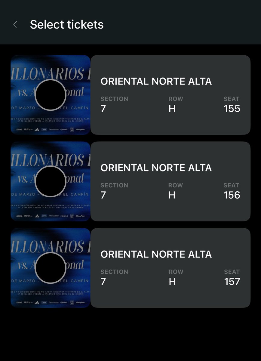 Se venden 3 boletas para el partido #Millonarios vs #Nacional. Información al DM

Cualquier rt es cariño !!