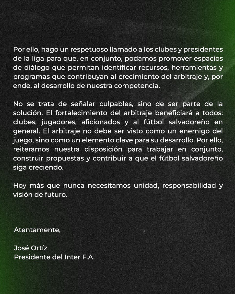 joseortizzcr's tweet photo. El desarrollo del fútbol salvadoreño es responsabilidad de todos. Desde el respeto y con visión de mejora continua, les compartimos lo siguiente a todos. 🙏⚽🏟️🗣️ https://t.co/zMXdxtdzzq