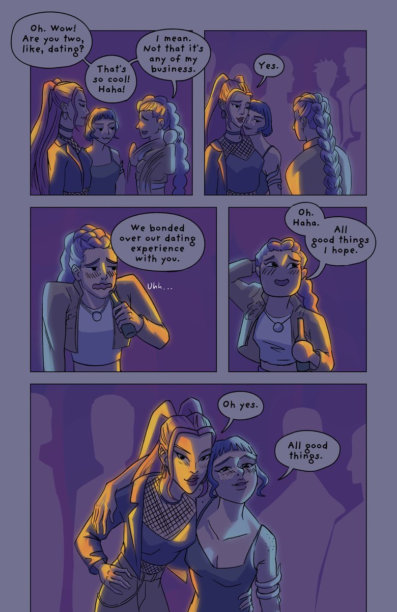 TroubledOdyssey's tweet image. KPDH AU where Zoemira are both Rumi's exes but they start dating each other. Then Rumi meets a coupled up Zoemira at the bar. (1/3) #polytrix