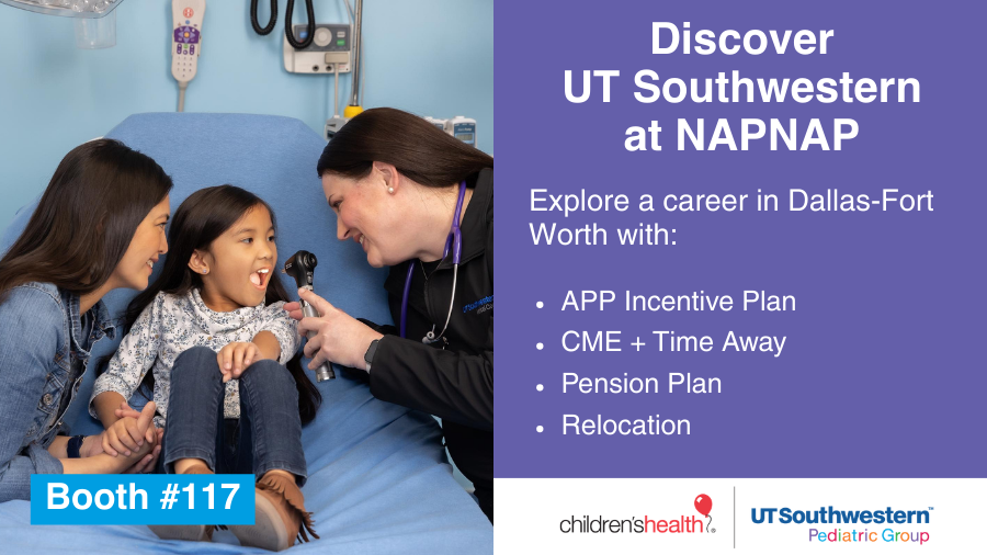 UTSWCareers's tweet photo. We are so excited to be in Pittsburg next week for the @NAPNAP 2026 National Conference🩺✨

Whether you’re looking for a new challenge or want to learn more about our world-class facilities and collaborative teams, stop by to chat with our team about Pediatric APP careers. https://t.co/WCbWvRtWOV