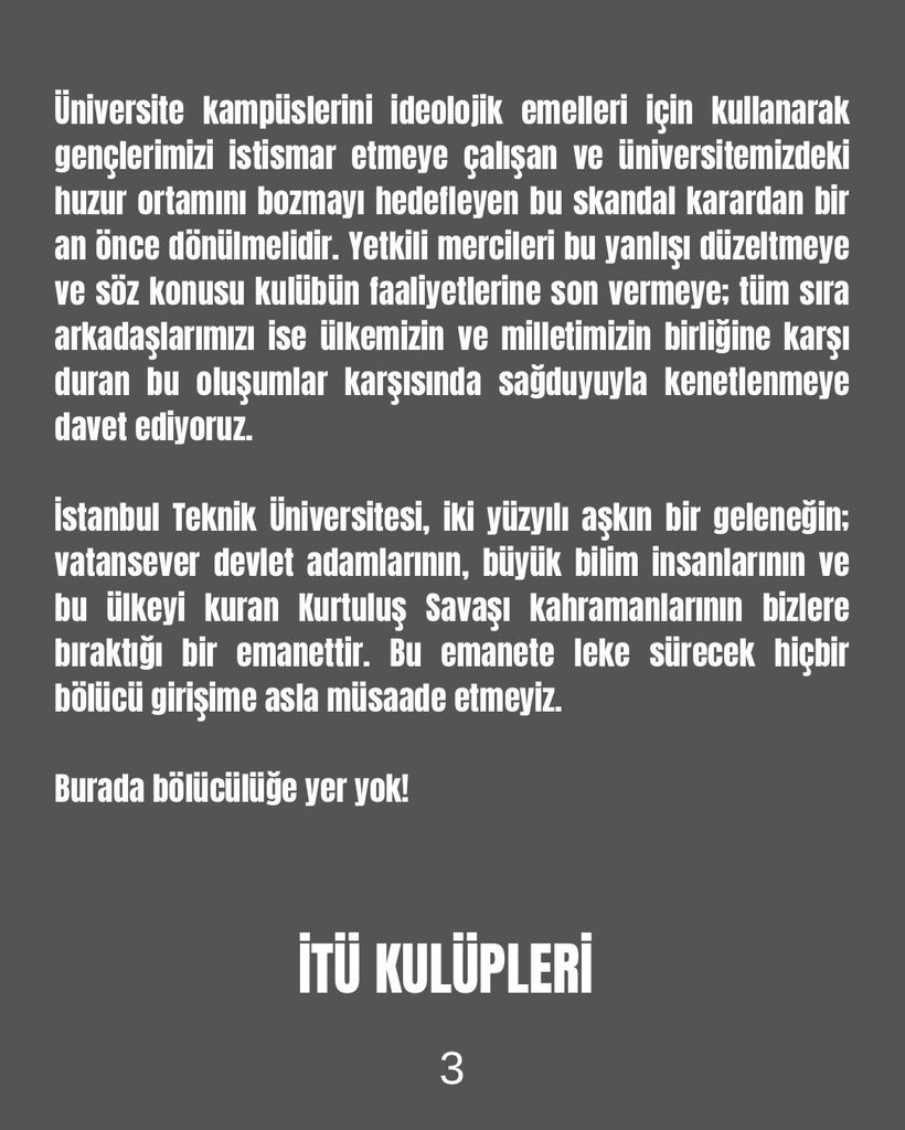 ituacmsc's tweet photo. Gündeme dair İTÜ Kulüplerinin ortak bildirisidir. https://t.co/z7Z1QFaQHR