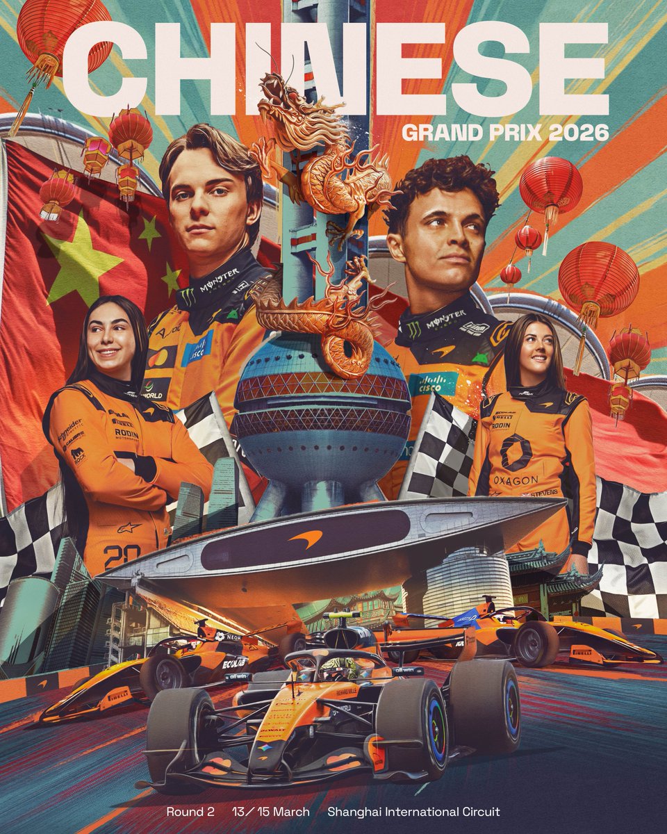 McLarenF1's tweet photo. Saying ShangHAIIIII to race weekend 👋

#McLarenF1 | #ChineseGP🇨🇳 https://t.co/VHqDMcLBXU