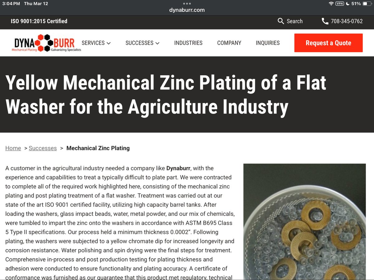 X4B2Bmarketing's tweet photo. Success Stories in Mechanical Plating

A customer in the agricultural industry needed a company like Dynaburr, with the experience and capabilities to treat a typically difficult to plate part…

https://t.co/WAjh7IVL8Y
#AgricultureManufacturing #ZincPlating https://t.co/iEVYjM9PHK