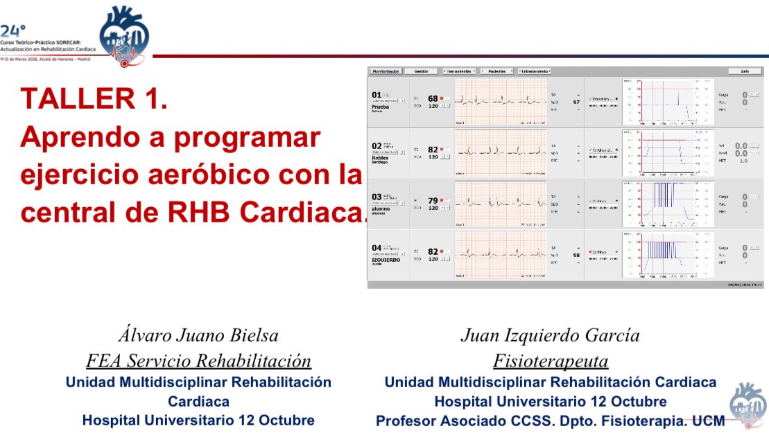 Juan__Izquierdo's tweet photo. Muy contento de poder contar como entreno con mis pacientes todos los días. En el taller de entrenamiento de resistencia cardiorrespiratoria en el Curso Sorecar 2026. https://t.co/7WC60rG5zR