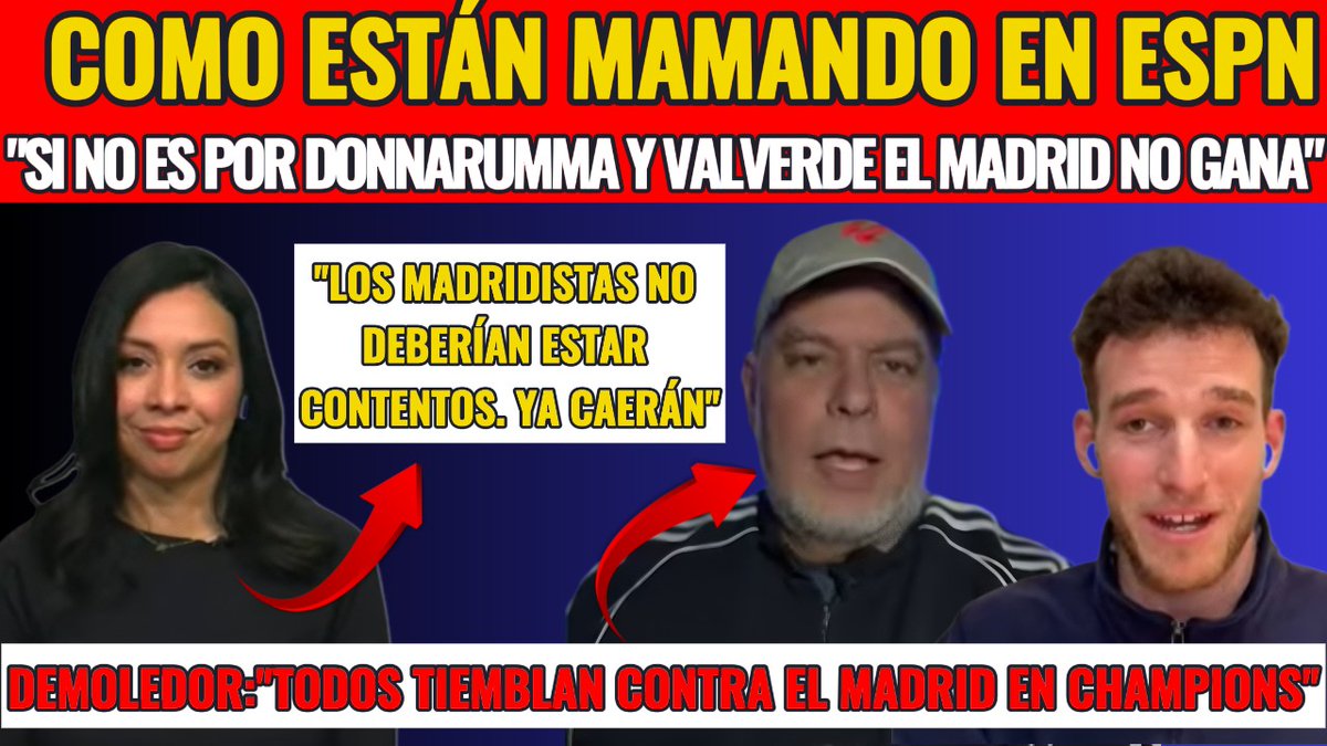 LO QUE ESTÁN LLORANDO EN ESPN CON EL REAL MADRID: "SI NO ES POR VALVERDE... youtu.be/WfiipHe6Anw?si… a través de <a href="/YouTube/">YouTube</a>