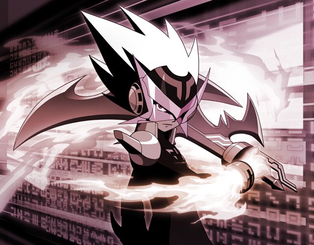 RockmanEXEZone's tweet photo. A look at a wallpaper for Rogue in Mega Man Star Force 3. This also revealed Rogue’s Transcode Number, 002. https://t.co/Ce3p6ixdUc