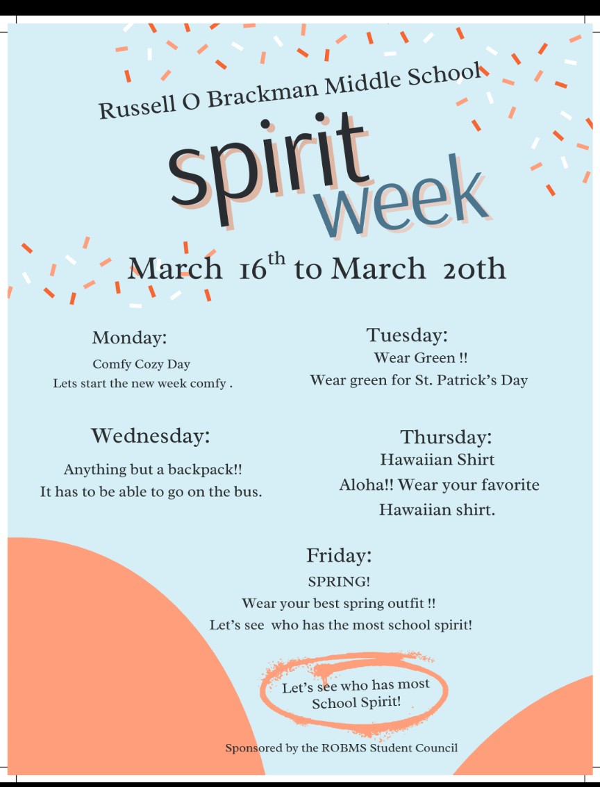 MissGianni27's tweet photo. Next week we have a fun spirit week sponsored by the Student Council! https://t.co/VV4tT1ipZJ