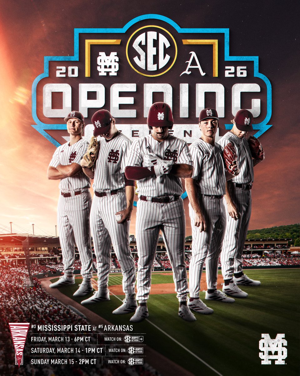 HailStateBB's tweet photo. Top-five matchup. SEC Opening Weekend. https://t.co/a0NDYViO8l