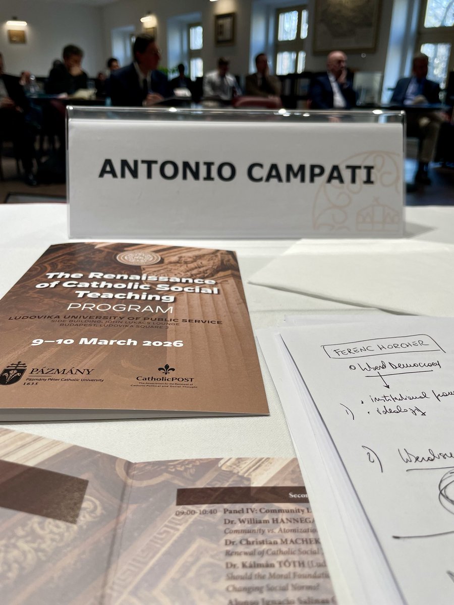 AntonioCampati's tweet photo. Last Monday and Tuesday I was in Budapest to take part in the conference "The Renaissance of Catholic Social Teaching"

https://t.co/35YLncepjr

It was an interesting conference with lively debates. A very valuable opportunity for discussion and exchange! https://t.co/jTJgFrDM6B