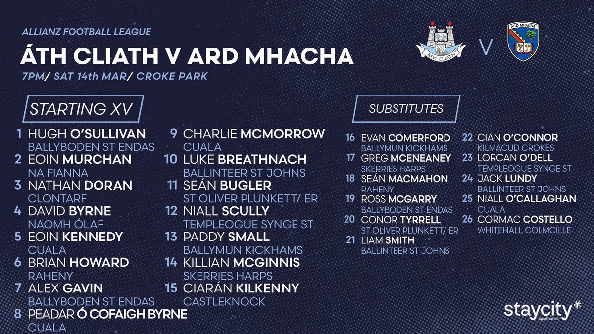 Our Senior Football panel to take on Armagh on Saturday evening 👕

#ÁthCliathAbú