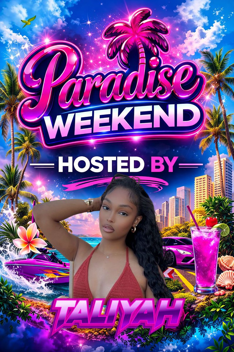 Introducing Our First Host For Paradise Weekend 🏝️☀️
 The Beautiful Taliyah 😍🎤💁‍♀️
This Is Gonna Be A Weekend To Remember🗓️
Many More To Be Added…..Stay Tuned😎#ParadiseWknd26