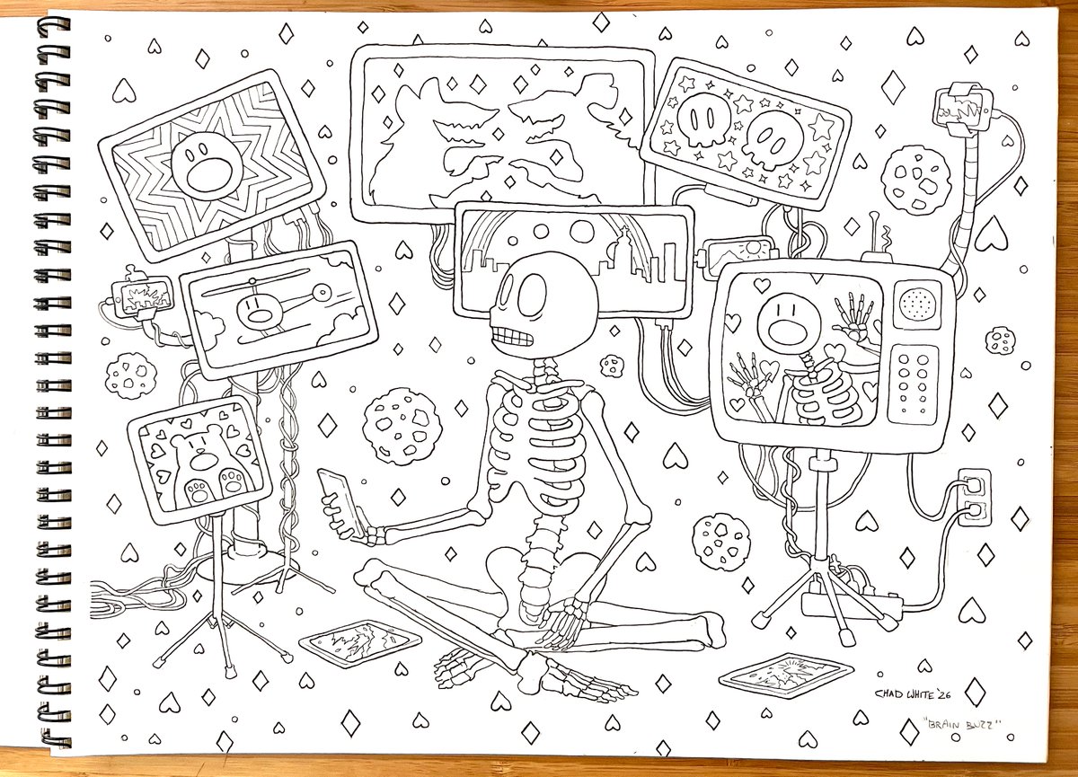 Invisichad's tweet photo. New drawing! "Brain Buzz" https://t.co/Jmg4MeKtWv