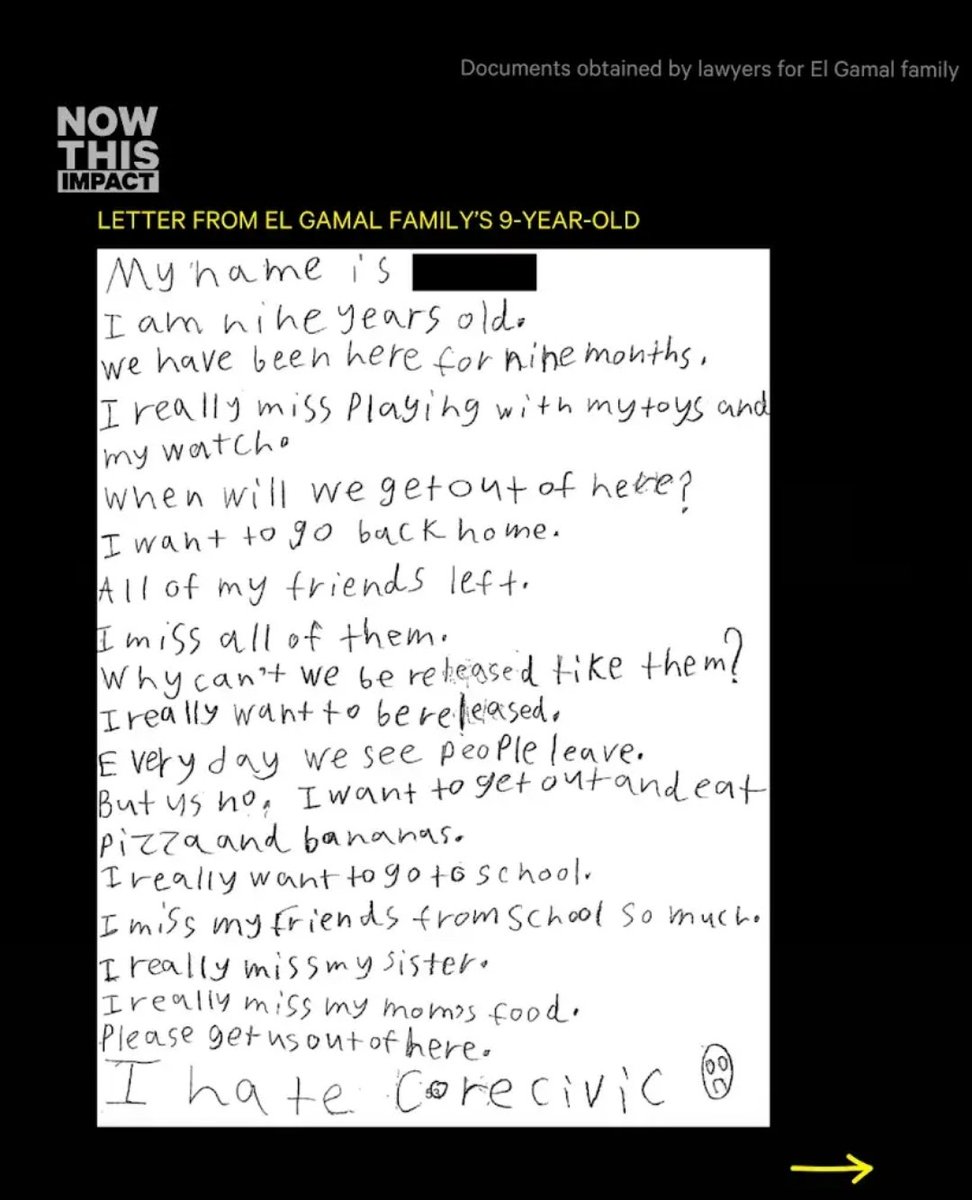 PlummerColby's tweet photo. A letter from a 9-year-old currently being imprisoned and seperated from his parents by ICE. https://t.co/b7FlzrNAhM