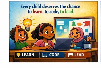 Wintyma's tweet photo. Learn. Code. Lead.
"Empowerment begins with access. When girls learn, code, and lead—they change the world."  
#GirlsInTech #YouthEmpowerment #CodeTheFuture #gclickfoundation https://t.co/u13qlCLLg2