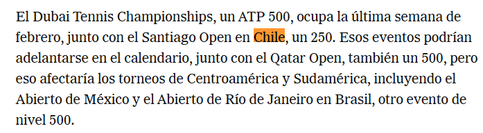 RMorU's tweet photo. Los árabes planean compras las licencias del ATP 250 de Buenos Aires y el ATP 500 de Acapulco para organizar el M1000 de Arabia durante ese intervalo de tiempo.

Por otro lado, el Chile Open y Dubai se podrían adelantar en el calendario o mover al final de la temporada, también se habla de la baja de otros torneos.

Definitivamente los árabes van a dejar la real caga con la reestructuración que estan estudiando junto con la ATP.

Fuente: NYTimes
https://t.co/oKv7wyrHFd

Créditos por el aviso: Sebita López de tenischileoficial (instagram)