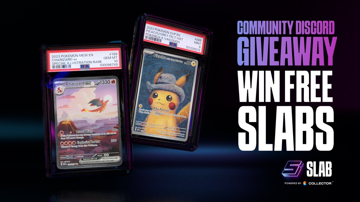 It's giveaway time 🎉

Just retweet, join our Discord, and reply with your favorite Pokemon TCG set for a chance to win a slab worth up to $2000 ⬇️

Winners chosen in 24 hours 🚨

(Discord below)