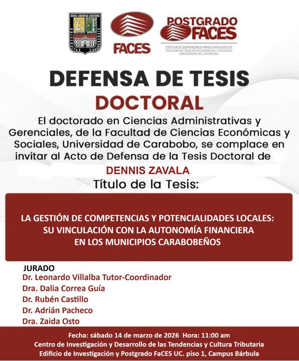 Se invita a la comunidad universitaria, académicos e investigadores a la Defensa de Tesi Doctoral de Dennis Zavala.
Este acto académico simboliza la culminación de un proceso de investigación riguroso y de alto nivel.
#LaNuevaVisiondeUniversidad #doctorado #tesisdoctoral #ciencia