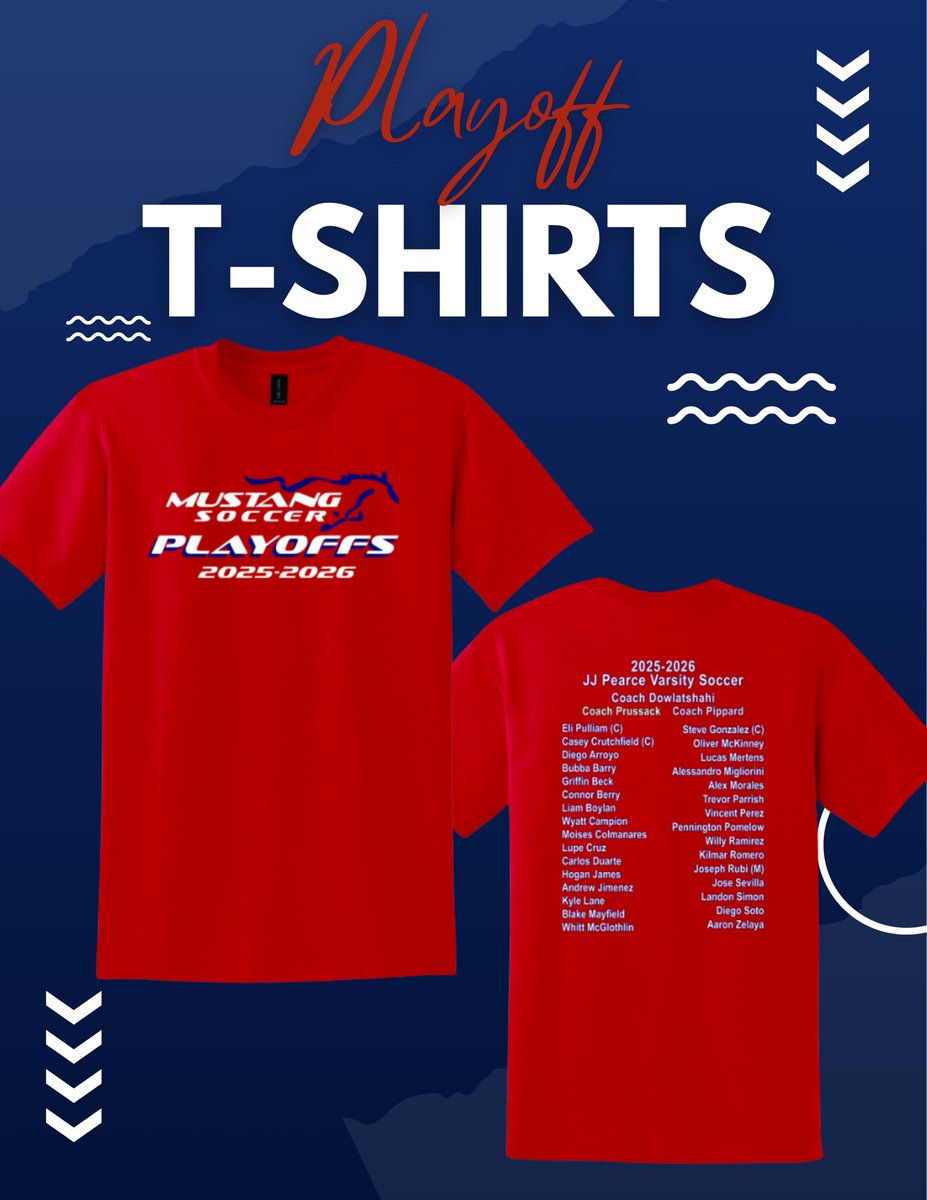 Order your Boys Soccer playoff shirts today! Link below and in bio: jjpsoccer.itemorder.com/shop/home/ 

#mustangsoccer #compete