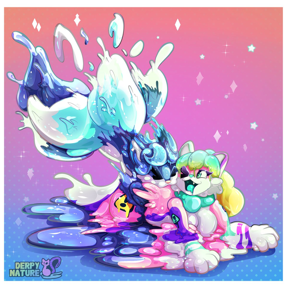 💎Comish for BlueFlare Joltztorm finished! 🐱🎈

🍔When two or more melties start playing, one or the other always ends up mixing. Still, it makes it more fun and cute 🐱✨