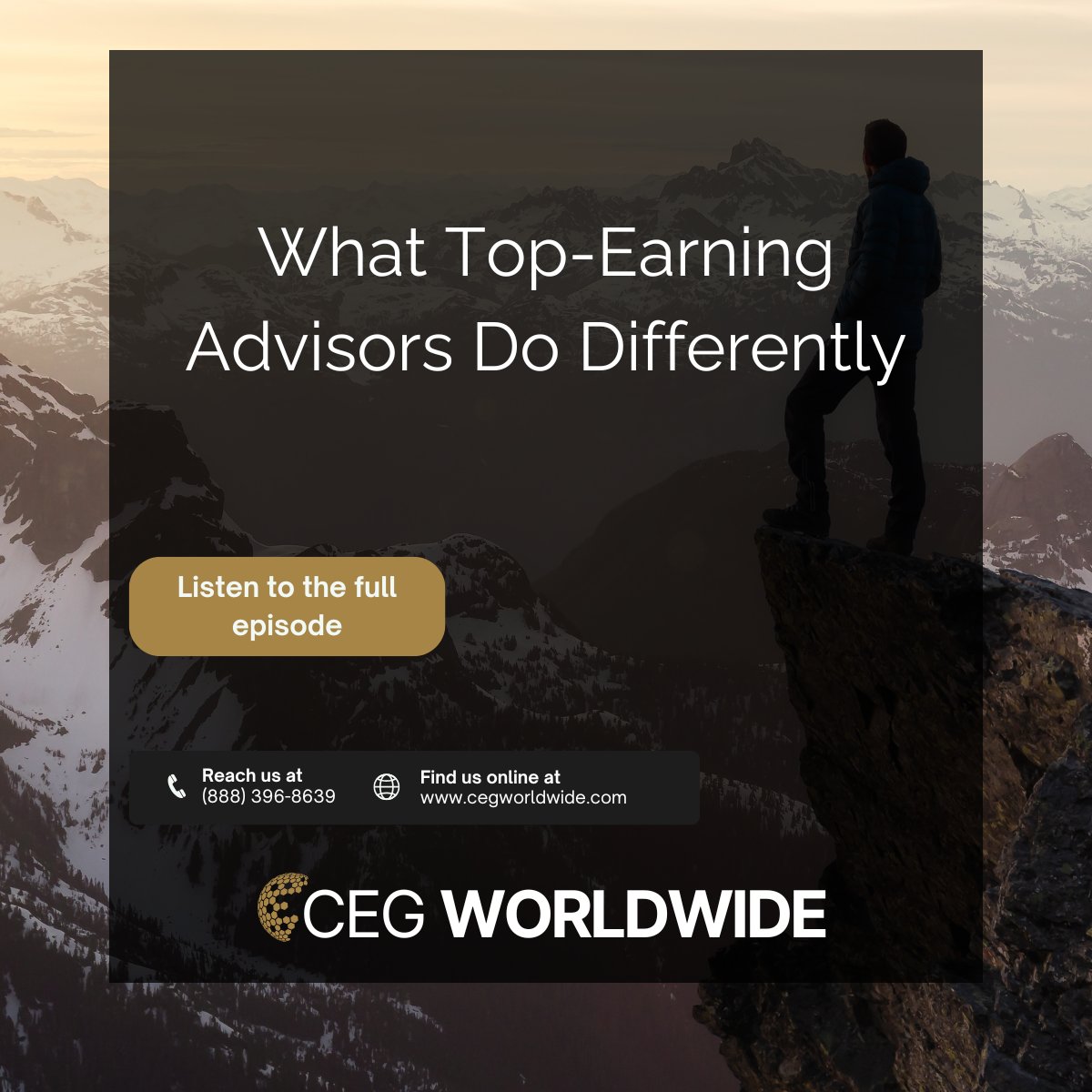 CEGAdvisorCoach's tweet photo. Your best clients have assets sitting with other advisors right now. Top earners manage 76-100% of their clients' total wealth. It's not luck. It's wallet share. https://t.co/UKV6RfOtrb https://t.co/1AiVL6Atfu