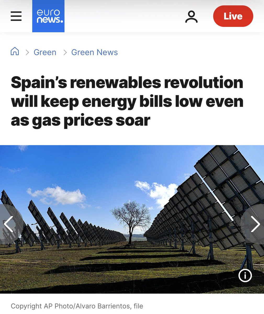 Spanien zeigt es: Durch massiven Ausbau von Wind &amp; Solar gehören die Strompreise dort zu den niedrigsten Europas. Deutschland setzt dagegen weiter auf fossiles Gas &amp; macht sich abhängig von Autokratien. Stattdessen braucht es jetzt saubere &amp; bezahlbare Erneuerbare für alle!