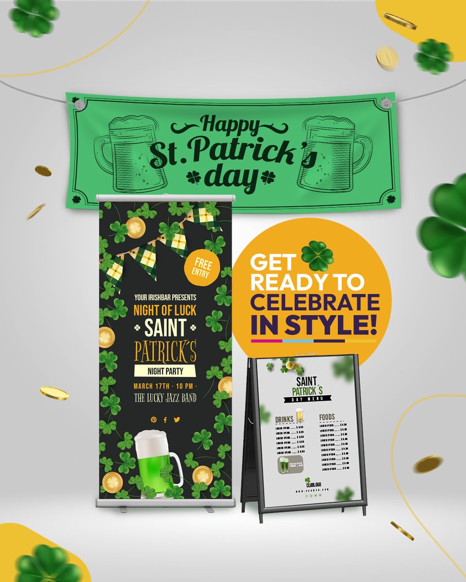 axiomprint's tweet image. St. Patrick’s is ready! 🍀
Got a beer event, pub, or bar? Get ready to celebrate in style! From custom banners and signs to menus and packaging, we print everything you need to make your event unforgettable.

#StPatricksDay #CustomPrinting #EventSignage #AxiomPrint