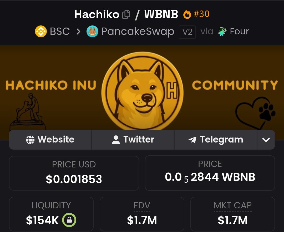 Crypto tests your patience first before rewarding you.
That’s why $Hachiko represents patience and loyalty.

Weak hands leave early, but true believers hold on to their conviction and get rewarded massively in the end.

Take advantage of this price on $Hachiko.

CA: