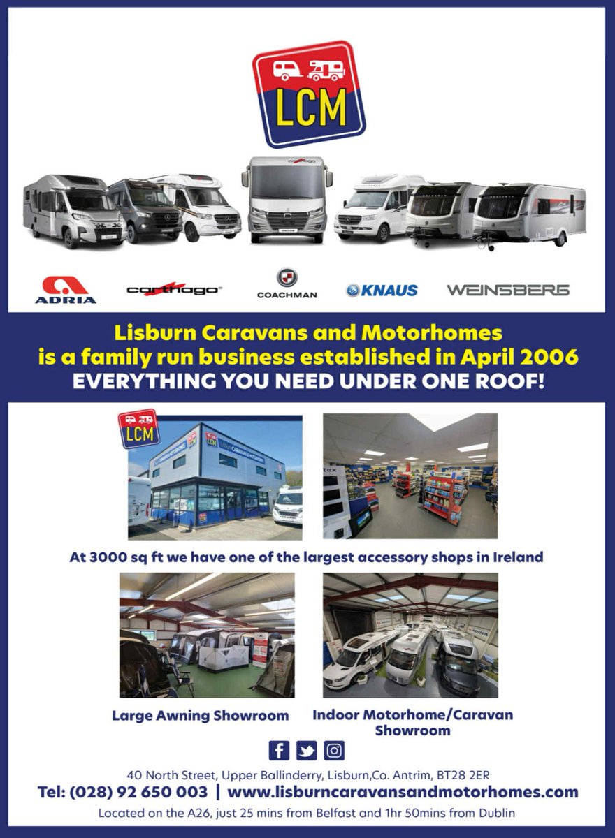 Ready for your next adventure? 🚐
Visit Lisburn Caravans &amp; Motorhomes — one of NI’s leading family-run dealerships since 2006.
Huge indoor showroom + one of Ireland’s largest accessory shops!
📍 Lisburn
📞 (028) 92 650 003
#VanLifeUK #TouringLife #DiscoverNI