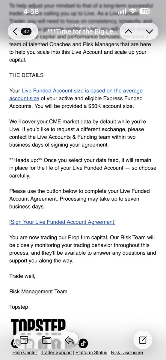 trader6810's tweet photo. @deniselatim @AskTopstep @Topstep They’re trying to move me to live after one payout instead of letting me request my second payout across my five accounts. Scam. I got paid the first one tho. Now they just want to add in 20 steps for me to get another one. https://t.co/540szIASd4