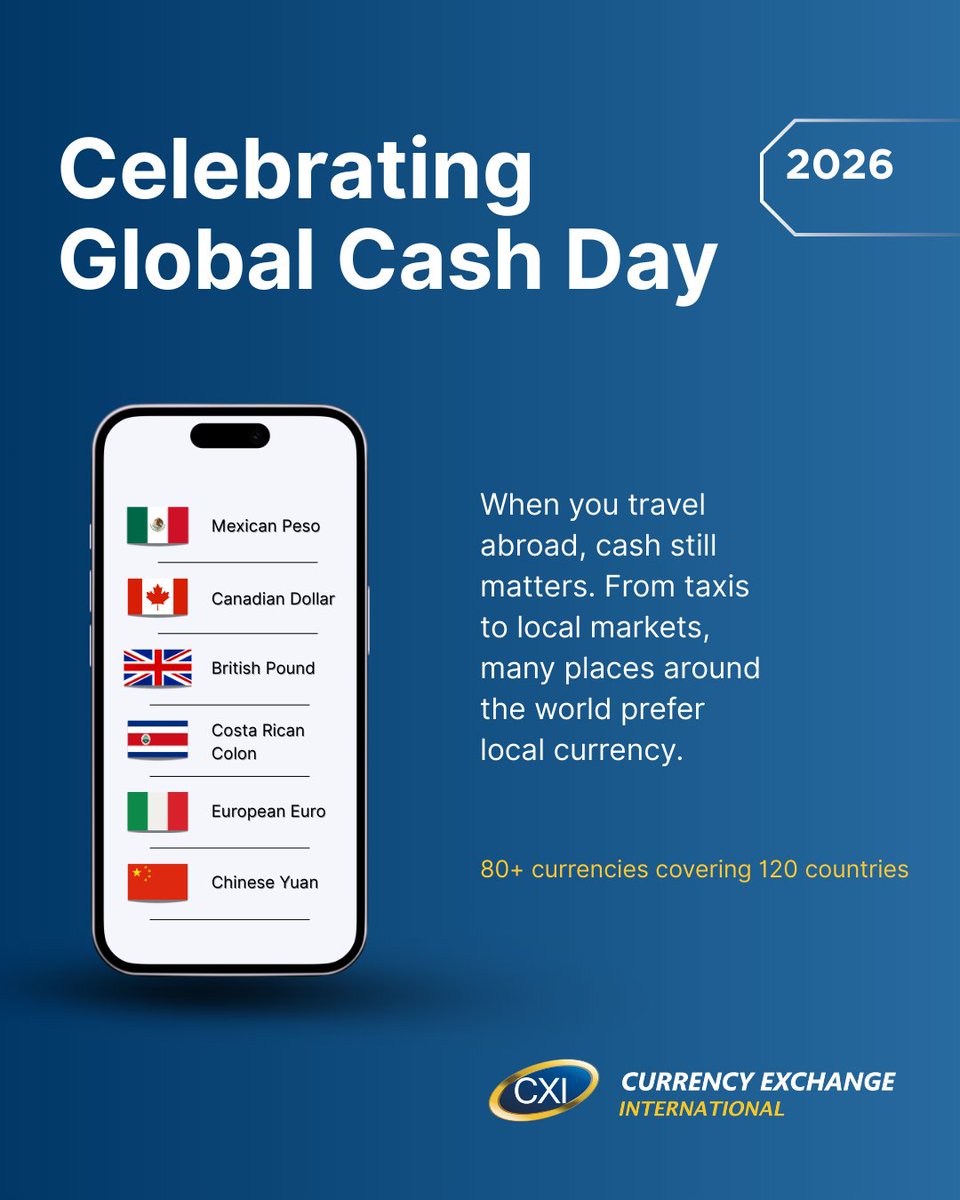 ceifx's tweet photo. Cash remains one of the most trusted ways to pay worldwide. This Global Cash Day, we’re celebrating its reliability and global reach💶💵💴💷

CXI has over 80 currencies covering 120 countries: https://t.co/yETPsPntIR

#CXI #GlobalCashDay #TravelMoney https://t.co/Vwz87xxKVP