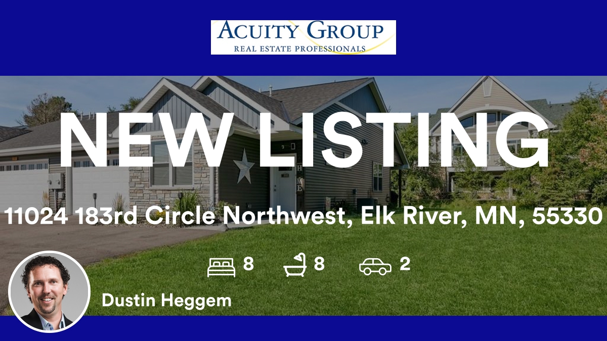 🛌 8 🛀 8 🚘 2
📍 11024 183rd Circle Northwest, Elk River, MN, 55330

My latest listing on RateMyAgent.
Real Estate Broker 40218960
rma.reviews/lqx7d2yxpq5u

...
#ratemyagent #realestate #Acuity_Group