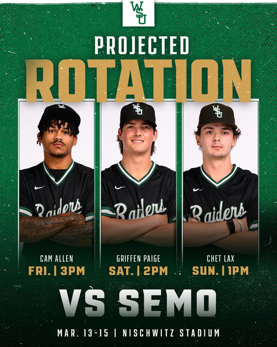 WSURaidergang's tweet image. Our projected rotation this weekend against SEMO!💪 

#Raidergang | #BuildtheMonster