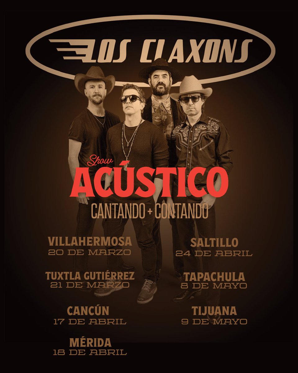 LosClaxons's tweet photo. Claxoneros, nos vemos en el tour Cantando, Contando.
Canciones en acústico, historias detrás de cada rola y noches para cantarlas juntos. Aquí están las próximas fechas. ¿En qué ciudad nos vemos?

#Claxoneros #CantandoContando #LosClaxons https://t.co/oshoBRcxTf