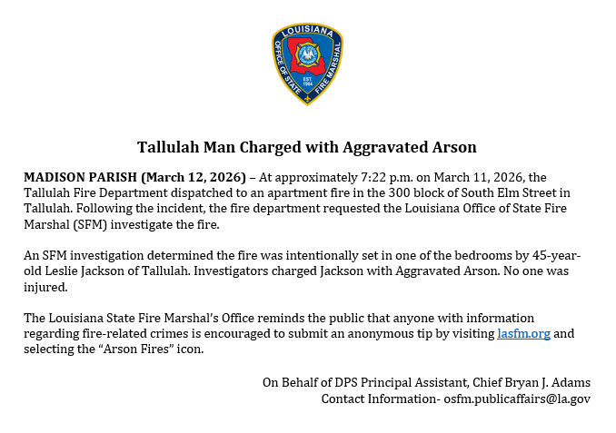 Louisiana Office of State Fire Marshal tweet media