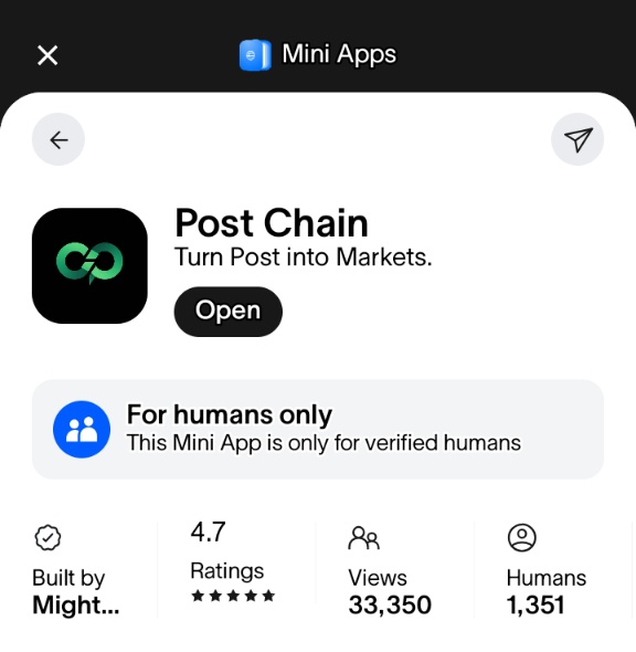 jontaworld's tweet photo. From “Like” → to “Own.”
The future of social media is here.
With PostChain, every post becomes a tradable asset powered by WLD.👀
Creators monetize. Humans invest. Value is shared.
Real humans. Real ownership.
@worldnetwork @PostCoinOnWorld
#worldcoin #worldchain https://t.co/8uJC2XuvnB