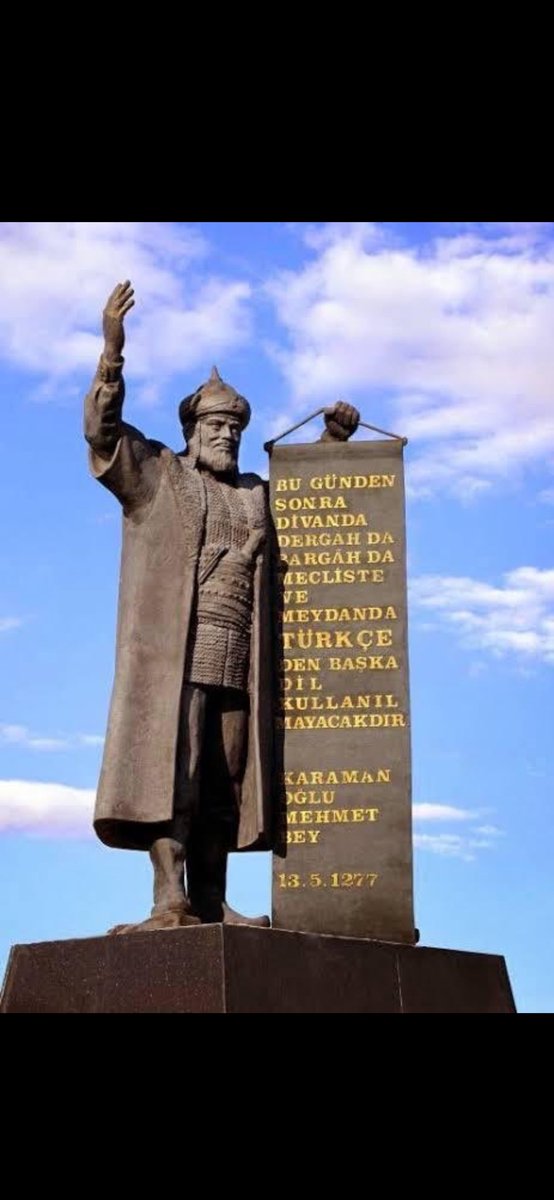 deloolan's tweet photo. Türkçenin,Türklüğün Anadoluda ve yeryüzünde ebediyyen yaşamasında öncü olma şerefine erişmiş,bu suretle resmi devlet işlerinde kullanılan Arapça ve Farsçanın hakimiyetine son veren Karamanoğlu Mehmet Bey’in memleketinde istiklal marşımız hemde tertemiz zihinlere arapça okutuldu! https://t.co/NkpJuGnYDS