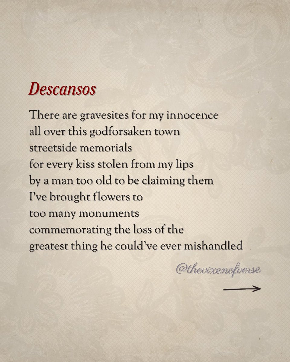 deveree111's tweet image. 🪦 Little graves scattered across a town. 
Memorials for the girl I was before I met him.

If you connect with dark, confessional poetry about trauma, survival, and reclaiming your voice, my book INCINERATED INNOCENCE explores many of these stories.

#darkpoetry #modernpoetry