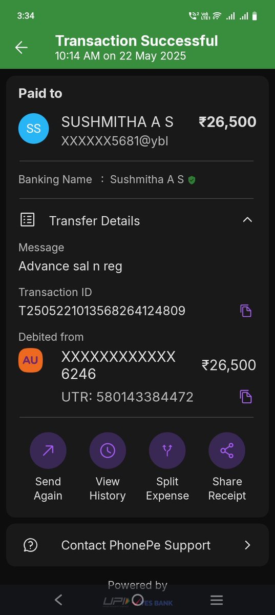 slayerpawan's tweet photo. @PhonePe why isn't there a fraud detection team against frauds who are taking money and vanishing with the intent of cheating. Below example of the same. Not disclosing the number and bank name makes it difficult for the police to track this https://t.co/y26fmwa8jM