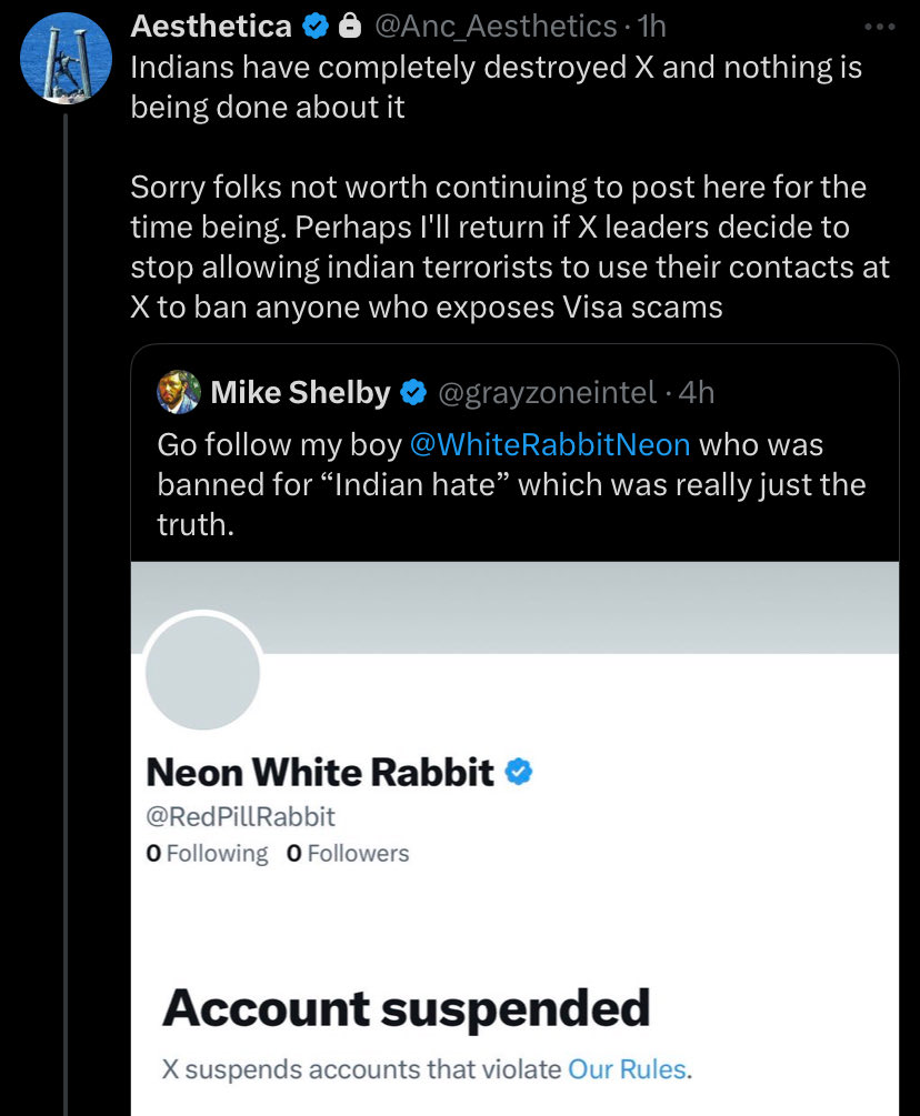 My friends are leaving because X won’t even give the OPTION to geofence your account.

Mass reporting rings are operating here in broad daylight and X doesn’t seem to care at all.