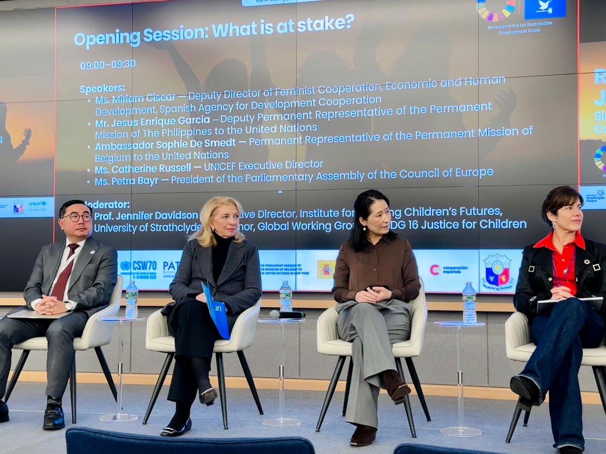 BelgiumUN's tweet photo. At @UNICEF ‘s event on access to justice for girls, Belgium 🇧🇪 reaffirmed its commitment to removing barriers and ensuring meaningful participation. 

🙏 Grateful for Belgian CRC member Benoît Van Keirsbilck’s insights as we advance child‑centred justice. https://t.co/ME43SBpPaV
