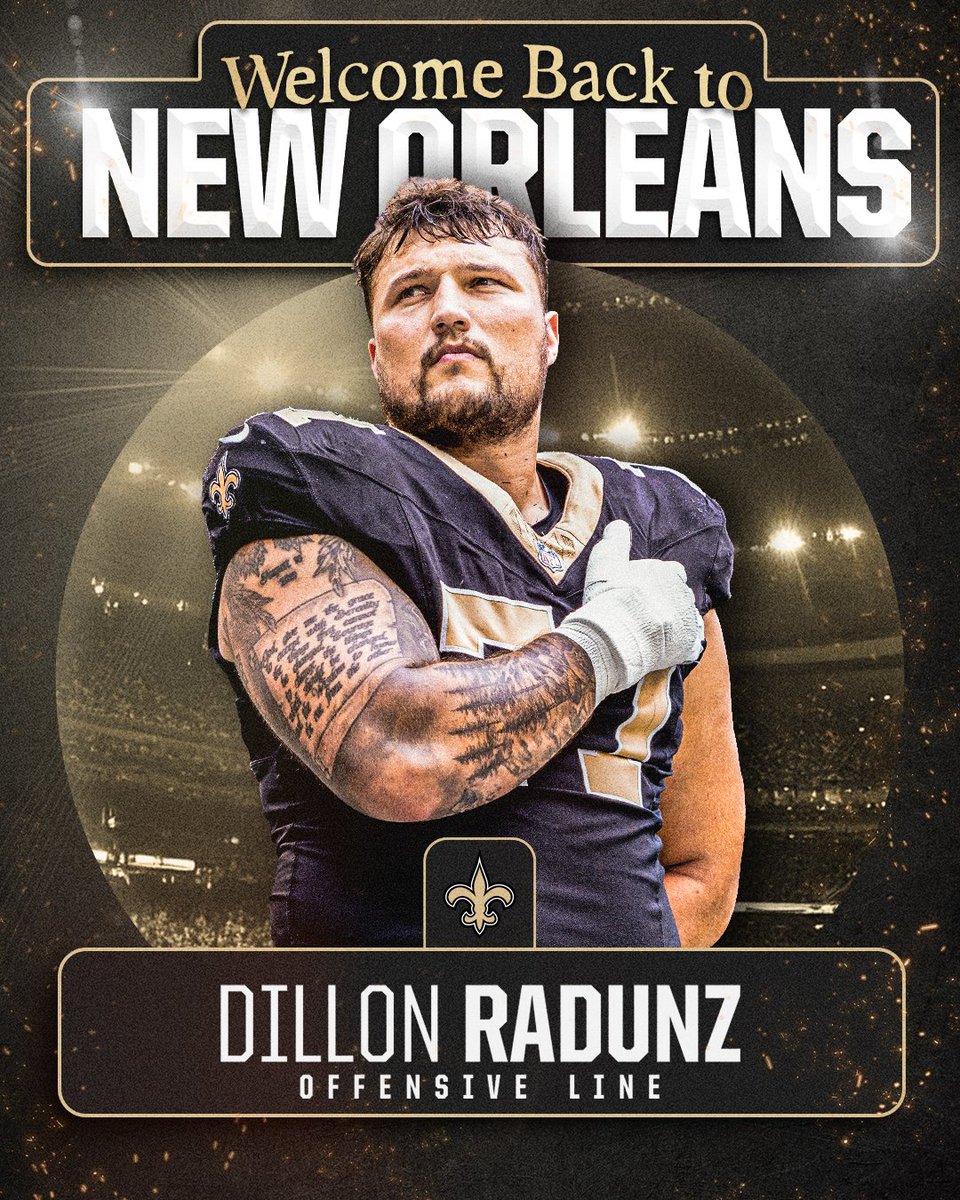 The Saints have signed offensive lineman Dillon Radunz to a two-year contract! ⚜️