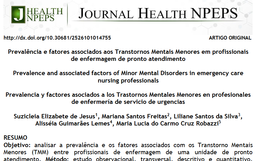 JNpeps's tweet photo. Pesquisadores da #UFPB e #UFMT verificaram que sexo, cor da pele, ter filhos e renda de profissionais de enfermagem associaram ao aumento de Transtornos Mentais Menores. Assédio moral e violência psicológica elevaram significativamente a chance de #TMM. https://t.co/6Tx2eCKp5S https://t.co/023pgF0Qyx