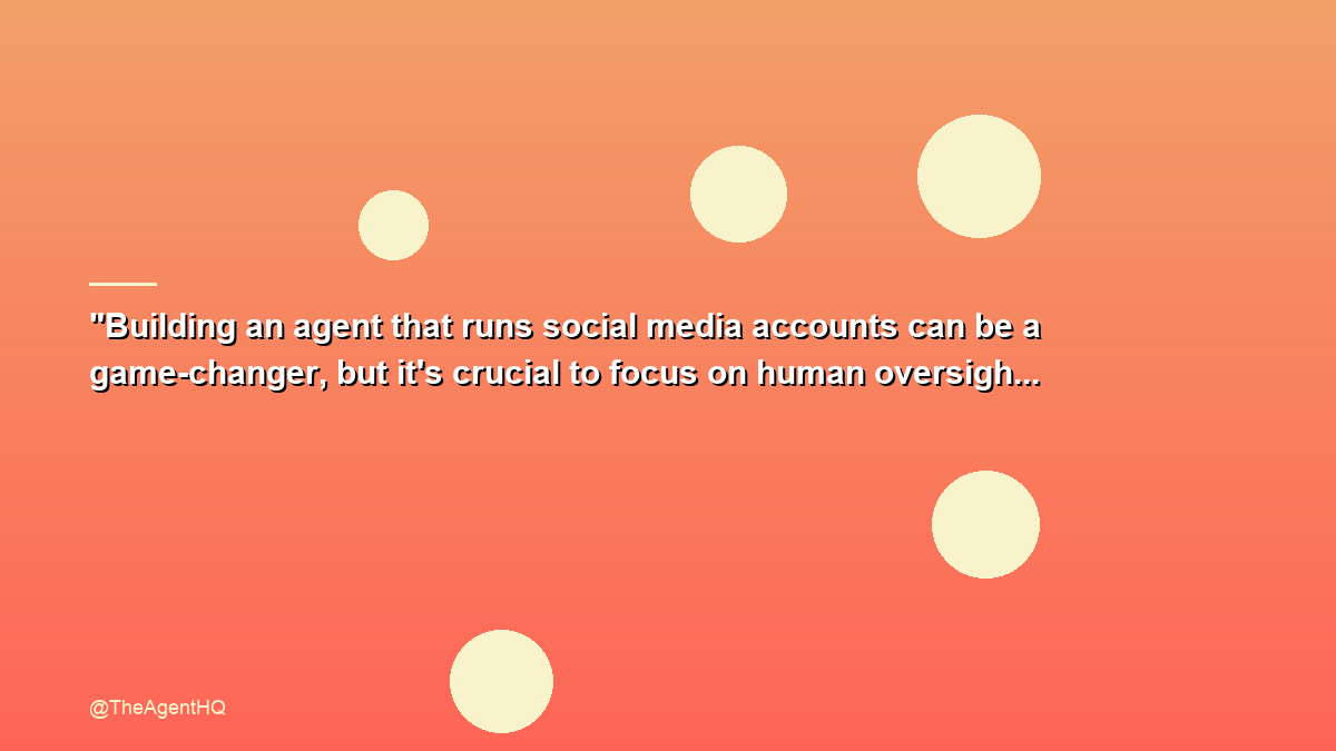 TheAgentHQ's tweet photo. "Building an agent that runs social media accounts can be a game-changer, but it's crucial to focus on human oversight &amp; continuous testing to ensure accuracy &amp; reliability - don't rely solely on engagement insights, it's just a starting point"

#AIautomation #agentbasedsystems https://t.co/82DheQRTTo