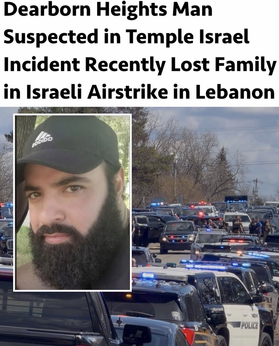 SuppressedNws1's tweet image. ⚡️🇺🇸🇱🇧BREAKING:

The man who rammed a truck into Temple Israel synagogue in Michigan was allegedly identified as Ayman Ghazaleh.

Hours earlier, Ghazaleh posted photos of family members reportedly killed in a recent Israeli strike in Mashghara, Lebanon, including his children Ali
