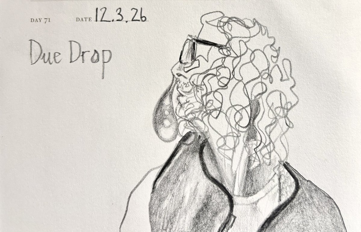 Venster67's tweet image. One Sketch A Day 12.3.26
‘Due Drop’
#duedrop #onesketchaday #visualjournal #selfportrait #pencilsketch